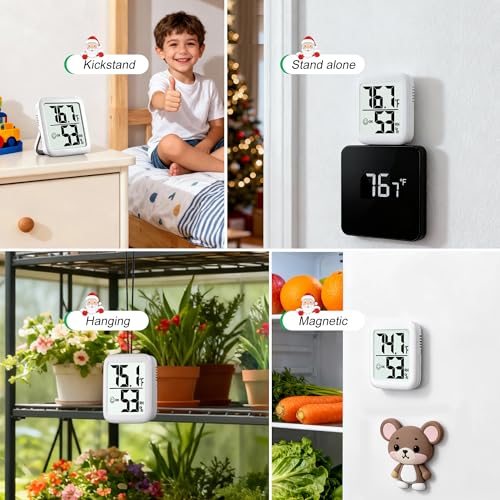 Antonki 2 Pack Room Thermometer Indoor Hygrometer | Monitor Temperature & Humidity, Accurate, Fast Read, Easy To View, Magnetic/Kickstand/Hanging, ℉/℃, w/ Battery, Compact - color: 2 Pcs * Classic White ( 90%+ Choice for Home )