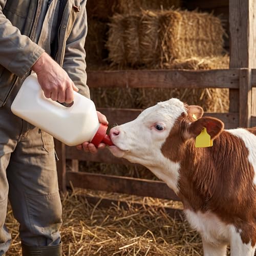 5 Pcs Calf Nipples, 4.33 in Length Silicone Replacement Livestock Feeding Nipples, Small Animal Milk Drink Nipple for Calf Milk Bottles, Dairy Farm