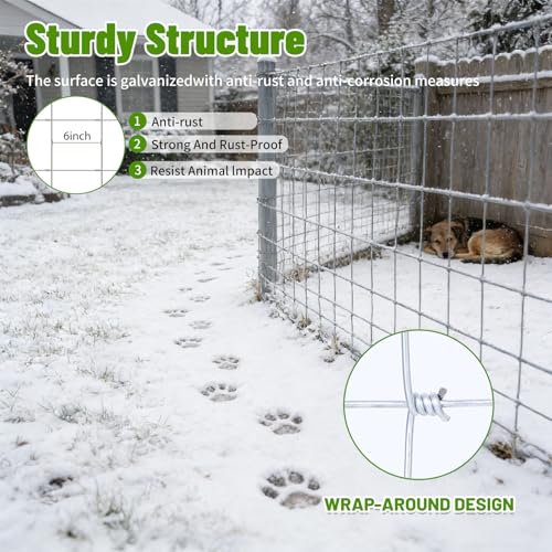 Cattle Panel 4ft x 328ft 14 Gauge Heavy Duty Galvanized Woven Wire Fence | 12 Gauge Border 8in to 3.5in Mesh for Goat Sheep Deer Horse Livestock Fencing Yard Garden Field Agricultural Farm Ranch fence - size: 14ga 4x328ft