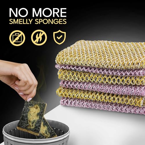 Non-Scratch Dish Scrubbers (24 Pcs) — Outlasts 7+ Sponges, Stays Odor-Free | Replace Smelly Kitchen Sponges | Non-Absorbent Mesh | Safe on Non-Stick, Cast Iron, Glass | Made in Korea Since 2012 - color: Value 12pk (24 Pcs)