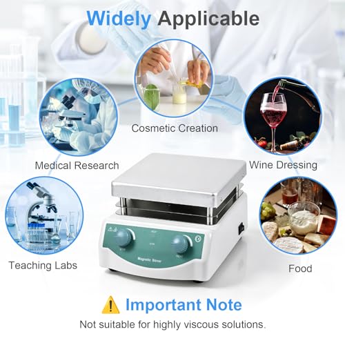 Magnetic Stirrer Hot Plate, Mixer with 5L Stirring Capacity, Up to 520°F, 0-2000 RPM Adjustable Speed, 6.7 x 6.7 inch Hot Plate, Includes Magnetic Stir Bar & Support Stand