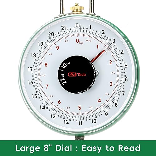 Tada 22LBS Double-Sided Dial Mechanical Hanging Scale with Scoop/Chain for Farm, Kitchen Food and Produce Weighing | Scoop/Chain for Farm, Kitchen Food and Produce Weighing