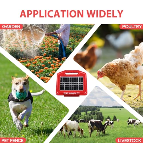 S600 Solar Electric Fence Charger - 35 Mile Range, 0.65 Joules Powerful Solar Fence Charger, Ideal for Livestock and Garden Protection - size: S600