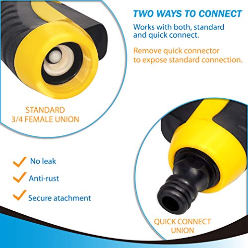 Foam Sprayer Gun, Pressure Nozzle for Car Wash, Watering plants, Pet Shower, Outdoor Fun - 8 Watering Patterns and Soap Dispenser (Yellow)