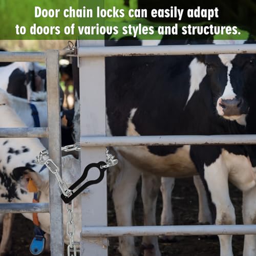 2 Pcs 43 Inch Universal Gate Chain Lock with Quick and Easy Chain Lock for Livestock Gate, Outdoor Fences, Pet Cages, Dog Horse Goat Cow Farm Fences Corral Supplies