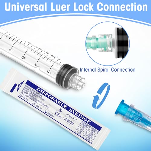 20 Pack 10ml/cc Luer Lock Syringe with Caps, Plastic Syringe without Needle for Liquid, Sterile Individually Wrapped - style: 10mL
