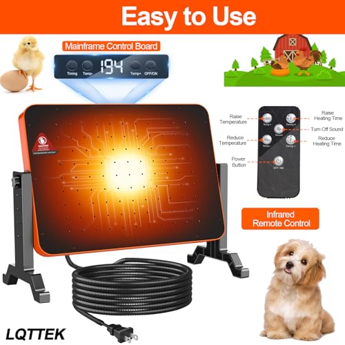 LQTTEK Chicken Brooder Heater,200 Watts Smart Chicken Coop Heater with Overheating Protection,Poultry Brooder for 24 Chicks with Timer & Temp Controllers,Large Egg Incubator with Heater,UL-Compliant