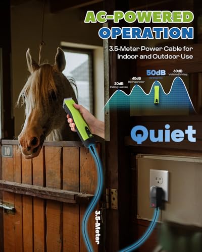 Cordless Horse Clippers, 2-Speed & Ultra-Quiet <50dB | Professional Pet Grooming Trimmer with 4 Magnetic Guide Combs & Detachable Blade, For Horses, Ponies, Cats, Dogs & Goats