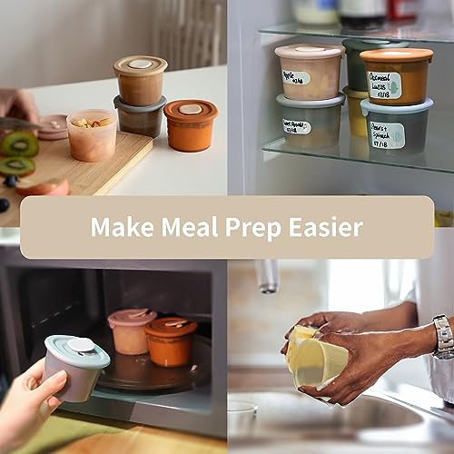 Moonkie Silicone Baby Food Containers | 4 oz Baby Food Storage Jars with Airtight Lids | Reusable Baby Food Jars, Freezer,Microwave and Dishwasher Safe, Perfect for Infant & Toddler - size: 12pack 4oz