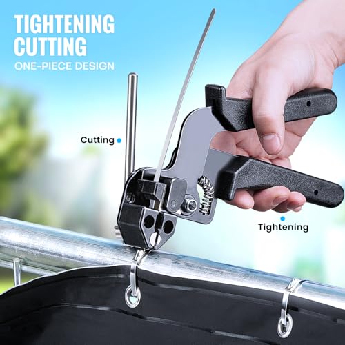 Stainless Steel Cable Tie Gun Kit + 200 Pcs Metal Zip Ties | All-In-One Dual-Size (11.8" & 7.8") Fastener Set with Industrial Shears for Farm Fence & Wire Mesh Repair