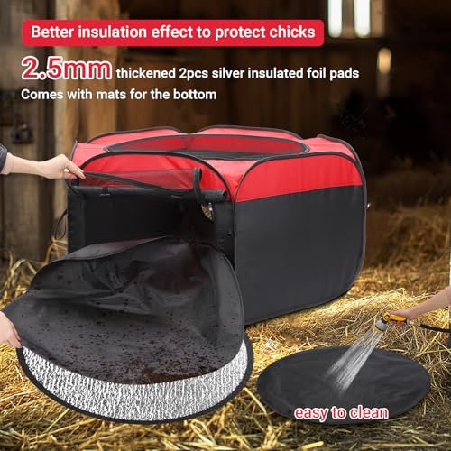 FAMIROSA Brooder Box for Chicks Starter Kit, Pop up and Breathable Chicken Brooders, Collapsible Brooding Box/Playpen with 10 x 10in Brooder Plate, Chicken Waterer, Feeder, Perch for Duck, Quail