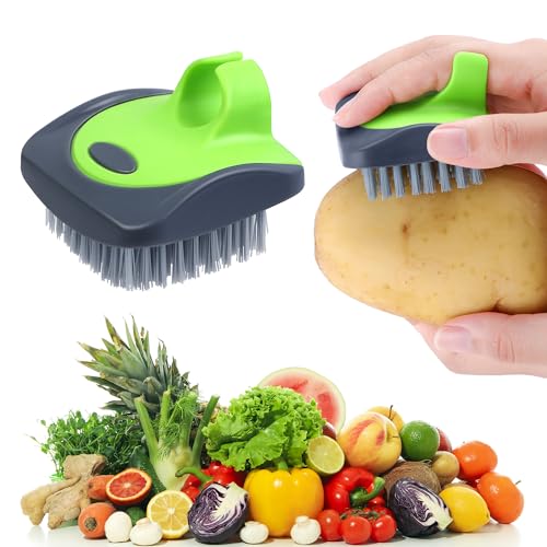 Aodaer Vegetable Brush Potato Scrubber Brush Silicone Hard and Soft Side Fruit Cleaning Tools for Delicate or Tough-Skinned Vegetables - color: Green