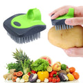 Aodaer Vegetable Brush Potato Scrubber Brush Silicone Hard and Soft Side Fruit Cleaning Tools for Delicate or Tough-Skinned Vegetables - color: Green