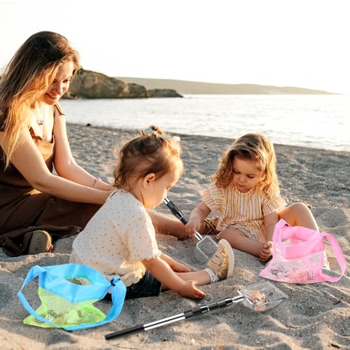 POILKMNI New Upgraded 2 Pcs Shark Tooth Sifter with Seashell Bags | Beach Sand Sifter, Sand Scoop Shell Scooper for Beach Scoop Shovel Sifter Tool Picking Up Shells, Shark Tooth Sifter Dipper - color: Black
