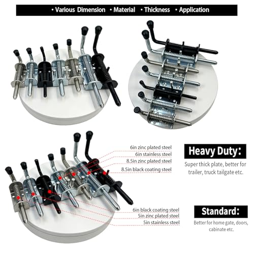 Spring Loaded Gate Latch Pin Barrel Bolt 8.5in x 1/2in Stem Durable Solid Steel Heavy Duty for Tailgate Black - 2pcs - style: Heavy Duty 2pcs - 8.5in black