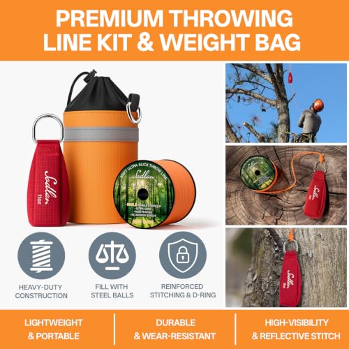 Arborist Throw Line Kit - Ultra Slick 166ft Polyester Rope with 11Oz Weight Throw Bag Low High Limb Throwing Adults Forestry Tree Trimming Cutting Gear - size: 166FT Rope with 11 Oz Throw Bag