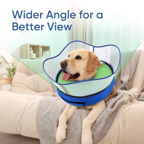 Supet Raised Inflatable Dog Cone Collar to Stop Licking, Soft Dog Cone Alternative for Small Medium Large Dogs, Doggie Donut Collar After Surgery - color: Smooth Green, size: XL(Neck 14"-18")
