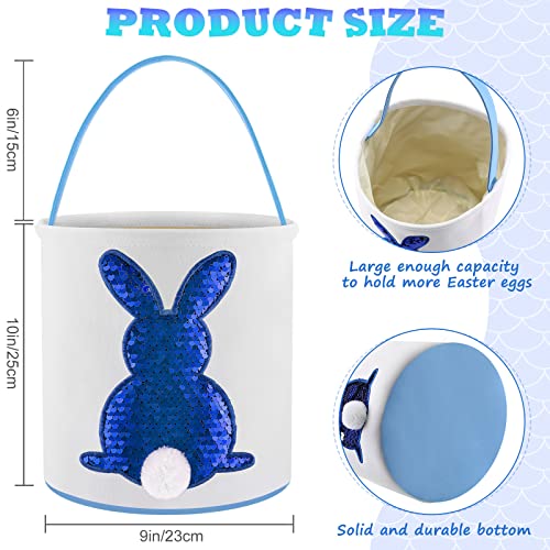 4 Pcs Easter Basket Bags Canvas Bunny Basket Egg Bag Bunny Tote Bag Easter Eggs Hunt Bucket Rabbit Fluffy Tails Party Celebrate Toys Carry Candy Egg Bucket Rabbit Print Buckets for Gift Sets - style: Paillette Bunny