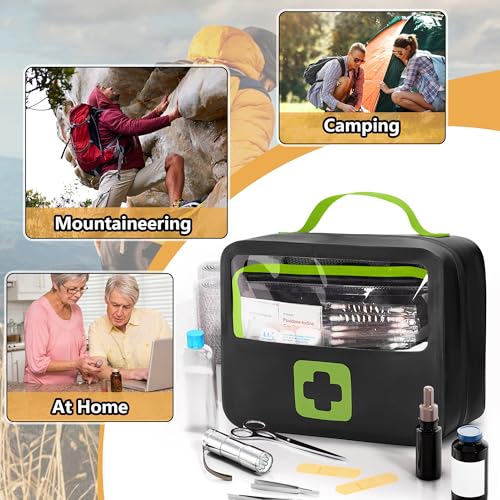 Marscamd Waterproof Empty First Aid Bag with a Detachable Panel | Small Medical Bag with Molle System, Green (Bag Only) - color: Green