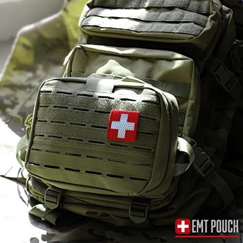 LIVANS Medical Bag, First Aid Bag Empty for Emergency & Trauma Kits | Molle Quick Release Design, Headrest Mount, Includes Flag and Cross Patch,Versatile for Tactical, Camping, Hiking and Travel - color: Army Green