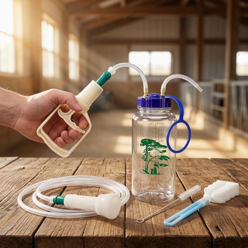 Totority Manual Milking Machine for Goats & Cows, 1L Portable Hand Vacuum Pump Milker Kit, Food-Grade Sheep Milking Bucket for Small Farm, Home, Daily Use
