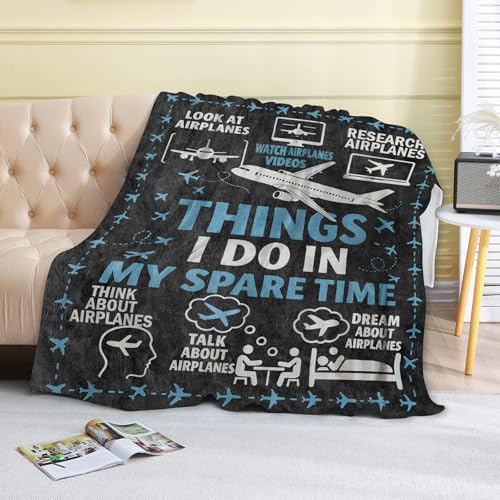 Funny Airplane Fleece Blanket,40x50in,Aviation Plane Video Dream Pilot Throw Blankets,Soft Cozy Lightweight, Ideal for Bed Living Room Home Cool Decor,Men Gifts - color: Airplane, size: 40x50 Inch