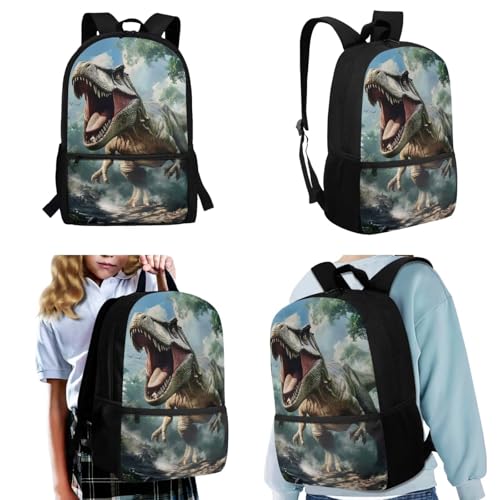 Upetstory Dinosaur Backpack for Kids Girls Boys School Bag Set Elementary Kindergarten Preschool Bookbag with Lunch Box Pencil Case Water Bottle Sleeve Book Cover Travel Cycling Holiday - color: Dinosaur