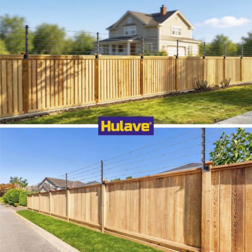 Hulave 8-Pack Fence Post Extender, High 32" Fence Barbed Wire Extend Arm, Used to add Height to Wood Fences for Privacy and to Prevent Animals from Jumping Away and Breaking in (Matte-Black) - size: Heigh-32in
