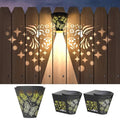 2 Pack Solar Fence Lights Outdoor Wall lihgts Decorations Metal Solar Deck Lights Waterproof LED Solar Powered Step Lights Warm White Light Decorative Lighting for Garden, Front Door, Backyard (metal) - style: metal