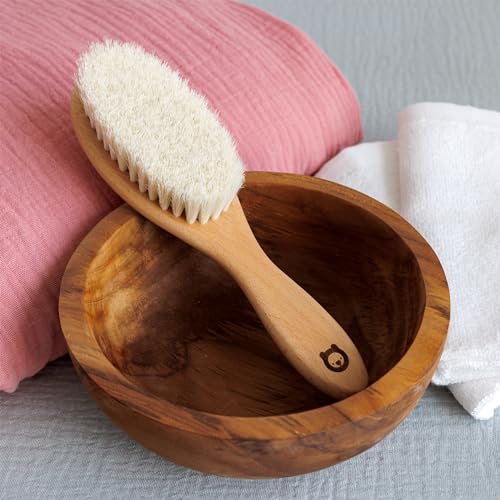 Soft Wooden Baby Hair Brush for Newborns & Toddlers in Chic Gift Box - Ultra Soft Natural Goat Hair - Perfect Registry Gift (Goat hair brush - Oval) - color: Goat hair brush - Oval