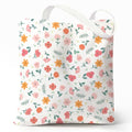 Cute Canvas Tote Bag for Women, Book Totebag with Zipper Pocket - color: Cute Flowers