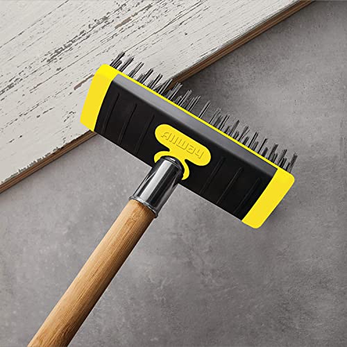 ALLWAY SB619 Carbon Steel Wire Scrub Brush Block | Soft-Grip, Threaded Pole Socket, Chemical and Solvent Resistant Bristles - style: Carbon Steel Wire Scrub Brush Block