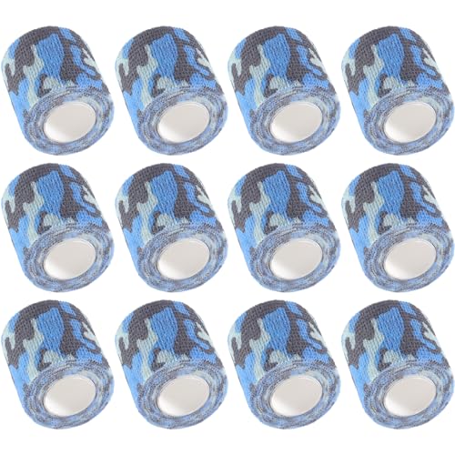 IndigoCase 12 Pack Self Adhesive Bandage Wrap 2 Inch x 5 yd Elastic Tape | CAMO-Ocean Color Elastic Bandage Wrap, Vet Wrap, Small Bandage for Kids, Fingertip, Wrist, Dog, Pets - color: Camo-ocean, size: 2 Inch - 12 Pack