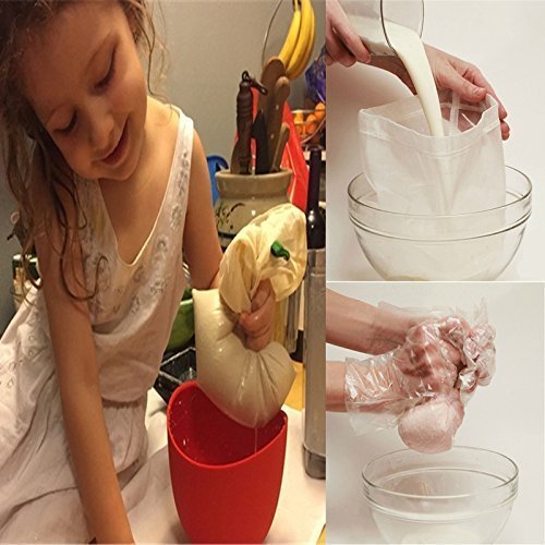 Premium Fine Mesh Food Grade Nut Milk Bag for Almond Milk/Soy Milk - Fine Mesh Nylon Cheesecloth & Cold Brew Coffee Filter, 9" x 12" (5)