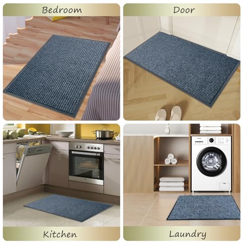 Front Door Mat, 3'x10'Indoor Outdoor Welcome Commercial Floor Mats | Heavy Duty Durable Inside Outside Entrance, Waterproof All-Season, All-Weather Non Slip Backing Doormat for Entryway, Grey - size: 36"x120"
