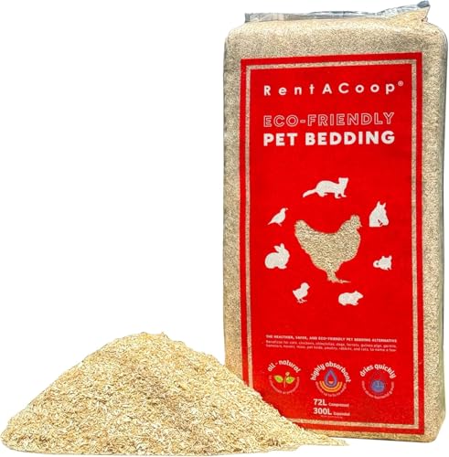 RentACoop Premium Hemp Bedding for Chickens, Rabbits, Horses - 300L (30lbs) | Super Absorbent, Low Dust, Natural Odor Control for Chicken Coops, Nest Boxes, Small Animals, Reptiles & Horses