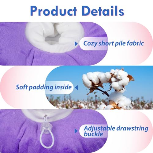 Lightweight Soft Cat Cone After Surgery, Adjustable Donut Collar with Drawstring Buckle, Scratch Resistant, Machine Washable, Suitable for Head/Foot Wounds Recovery, Purple Large - color: Purple, size: Large (Neck:9")