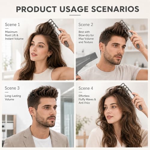 Texture Styling Comb, Wide Tooth Daily Grooming Comb, Professional Hair Styling Tool for Men and Women, Grey (1 Pack)