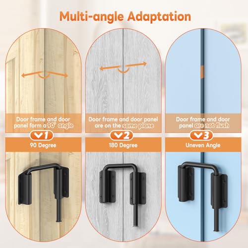 Upgraded Sliding Door Loop Lock, Gate Latches, Black | 90/180 Degree Patio-Security U-Bolt Latch Lock for Barn Door, Closet, Fence, Window, Multi-Angle, Aluminum Alloy - color: Black-1PC