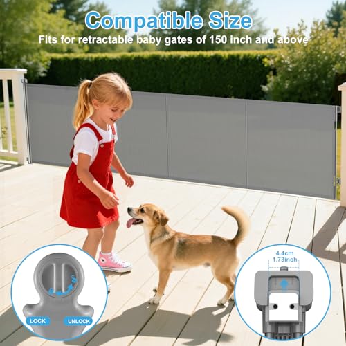 EZIGO Retractable Baby Gates Replacement Parts for 150/180/200'' Dog Gate | Full Set Wall Mounting Accessories Including Brackets, Latches, Screws for Extra Wide Baby Gate Retractable Dog Gate, Gray - color: Gray, size: Large