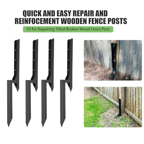Colinktool 4Pack Fence Post Repair Stakes Kit, Heavy-Duty Metal Fence Post Repair Anchor, Decking Posts, Support 4x4/6x6 Garden Broken Wood Fence Post