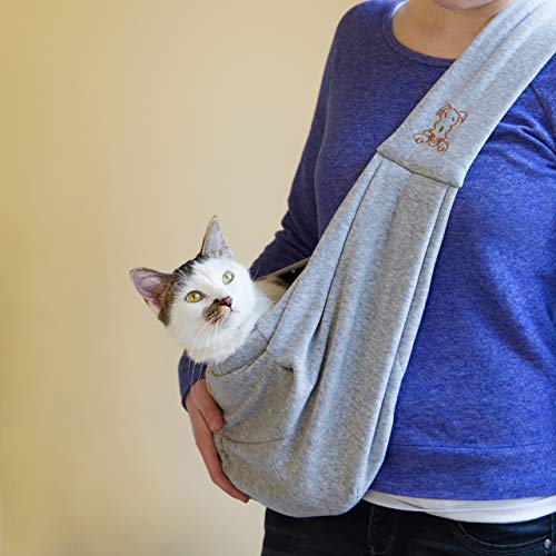 iPrimio Reversible Pet Sling Carrier for Cats and Dogs, Hands Free, Grey | Hands free reversible sling for small cats and dogs. Soft padded pouch with an adjustable shoulder strap for walks or trips.