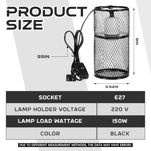 2 Pcs 4 Inch Reptile Heat Lamp Guard Anti Scald,White, Black | Heating Lamp Holder, Mesh Cage, with 150w Ceramic Heat Emitter, Basking Anti Scald, Reptile Lizard Protection, Without Bulb - color: White