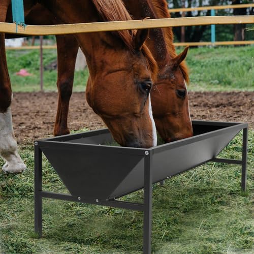 Livestock Feeder Galvanized Steel Feeding Trough, Heavy-Duty Pasture Feeder Large Capacity Livestock Feeding Trough, Easy and Strong Assembly, for Goats, Sheep, Horses, Alpacas