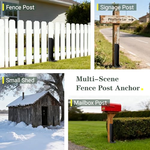4 Pack Fence Post Repair Kit, Thickened Fence Post Anchor Ground Stakes | 31.5 Inches, Post Supports for 4x4 Ground, Fence Support Brackets, for Broken/Leaning/Tilted Wooden Fence