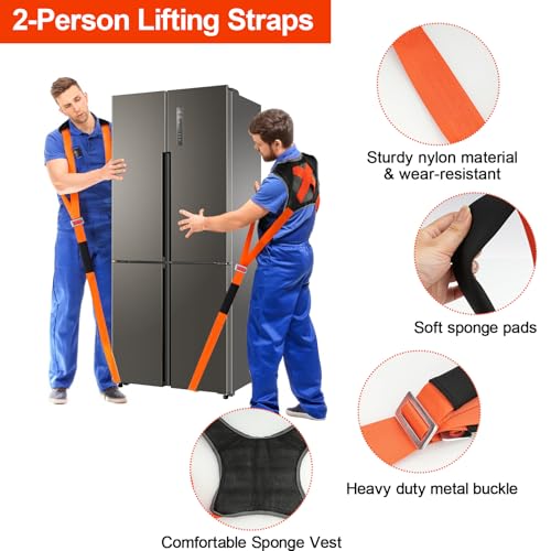 Moving Straps,Adjustable Shoulder Furniture Moving Lifting Strap Easily and Safely for 2 Movers Moving Furniture, Appliances, Mattresses,Heavy Duty up to 800 lbs | Easily and Safely for 2 Movers Moving Heavy Furniture, Appliances, Mattresses,Heavy Duty up