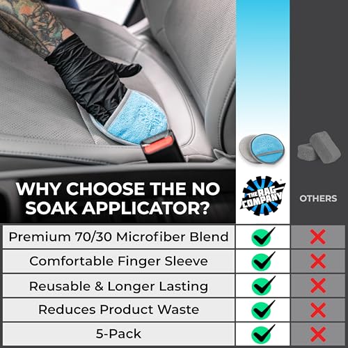 The Rag Company - Ultra No Soak Round Detailing Applicator - 70/30 Pearl Weave Microfiber for Applying Coatings, Dressings, Waxes, Sealants to Glass, Paint, Rubber, Leather, Plastic - 5 inch (5 Pack)