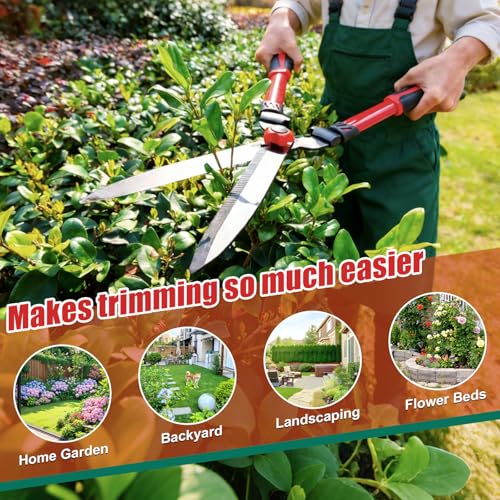 Hedge Clippers Shears Sharp Clean Cuts - Teflon Coated High Carbon Steel Blades,Ergonomic Comfortable Handle,Lightweight 24.8in Hedges Shears for Gardening Yard Effortless Trimming Shaping Shrubs Bush