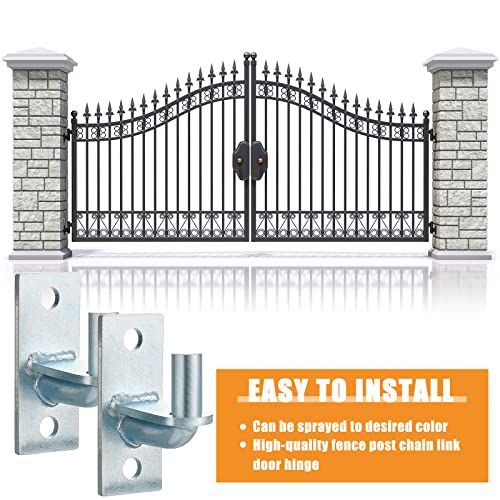 Dunzy 4 Pcs Wall Mount Gate Hinges, Heavy Duty Wall Plate Hinges for Farm Gates, Mount Gate Hinge with 5/8 Hinge Pin Outdoor Chain Link Fence