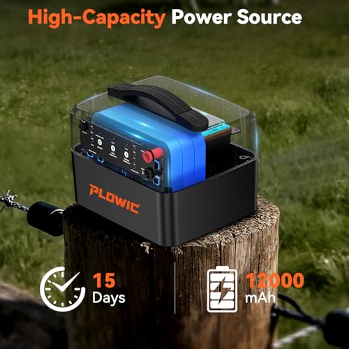Solar Electric Fence Charger for Livestock: 30 Miles Solar Fence Charger, 12KV 1.5J Output Electric Fence Energizer with 12000mAh Battery, 15W Solar Panel, IP65 Waterproof for Poultry Garden